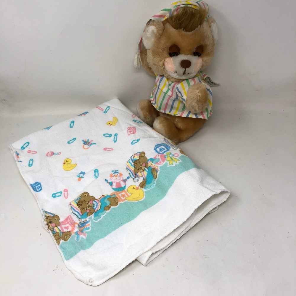 Morgan Beddy Teddy Bear Receiving Blanket Set White Pastel Vintage‎ Dakin